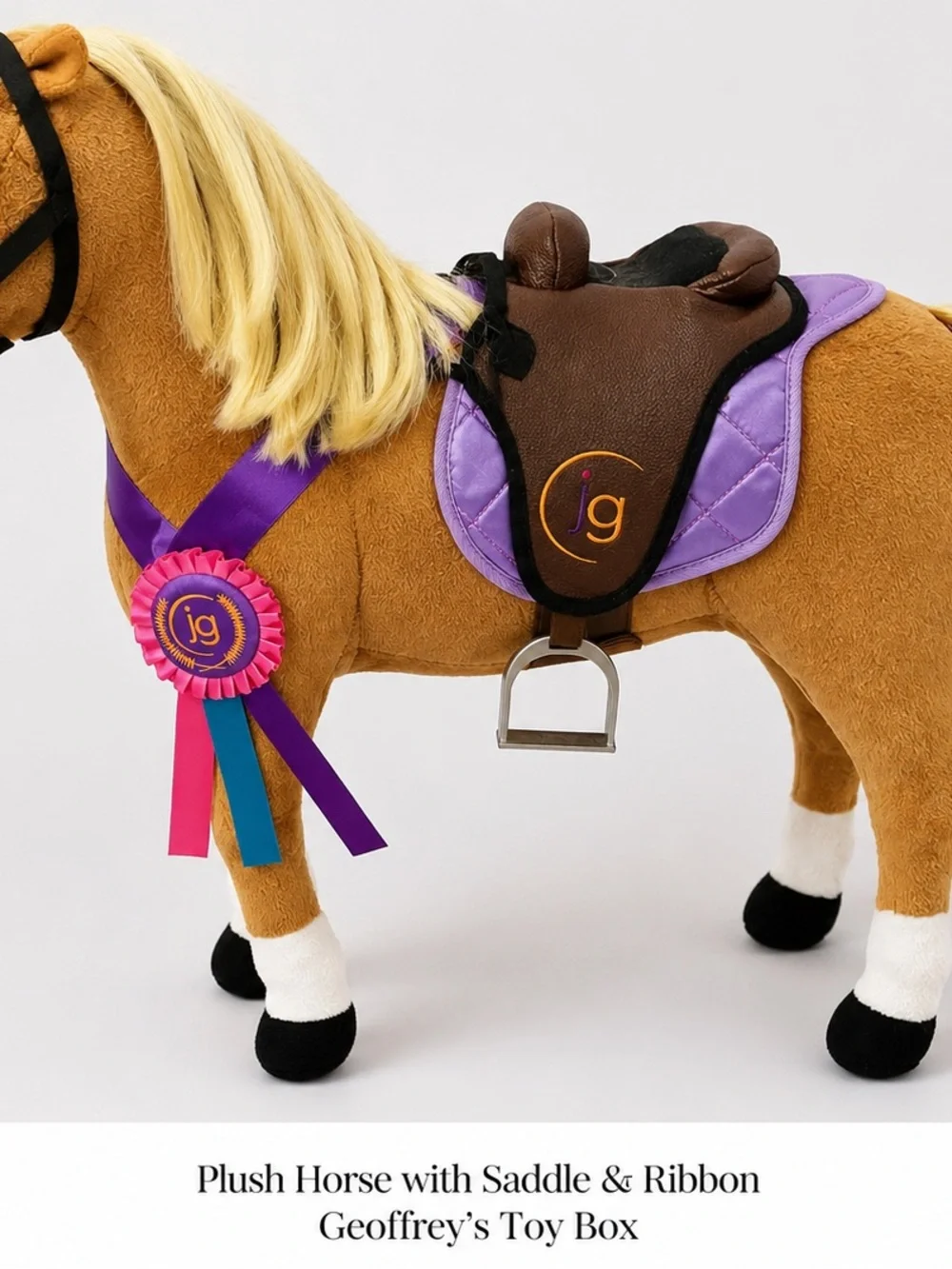 Journey Girls Pretty Palomino Plush Horse 20” Saddle Bridle Geoffrey’s Toy Box